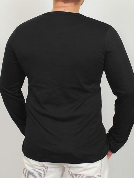 ROGER  футболка длинный рукав черный с ультрамарин