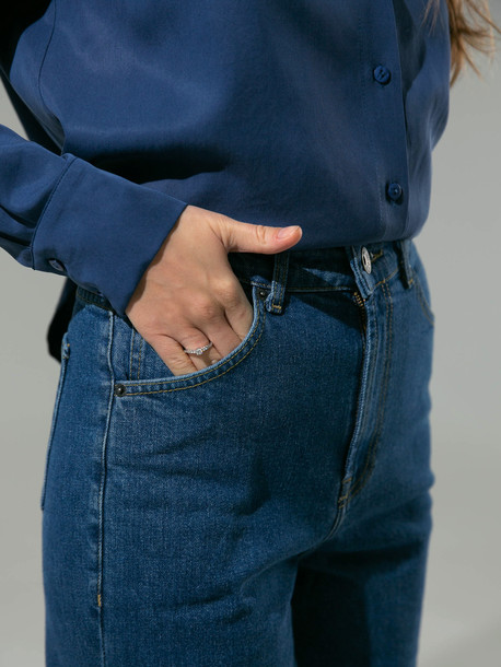 Классика джинсы широкие синий