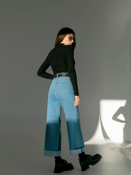 Классика джинсы широкие (рост до 164см) голубой