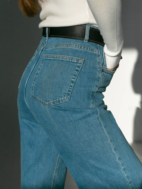 Классика джинсы широкие (рост до 164см) голубой